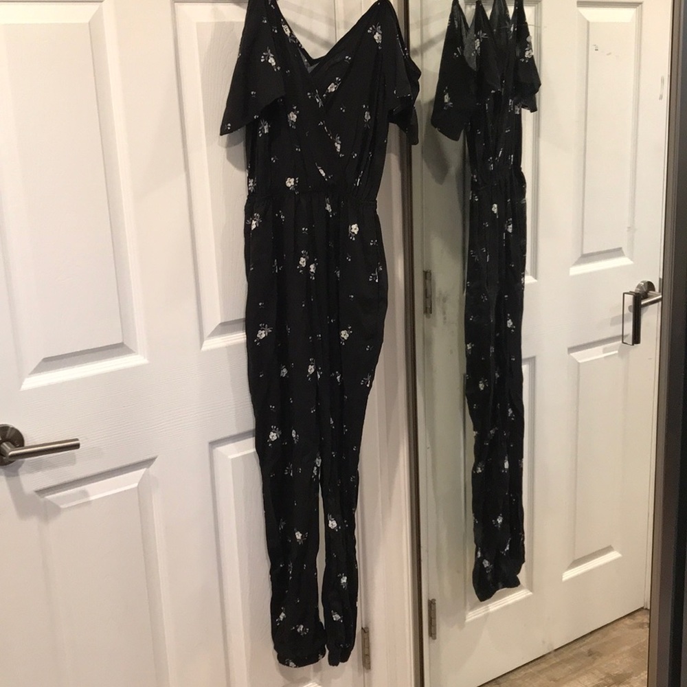 Black floral jumpsuit